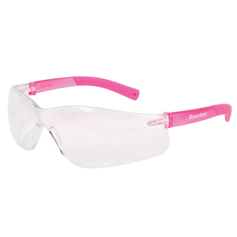 MCR Safety Glasses BearKat BK2 Pink Temples, Clear Lens (BK220)