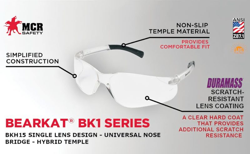 MCR Safety Glasses BearKat BK1 Magnifier 1.5 Clear Lens (BKH15)