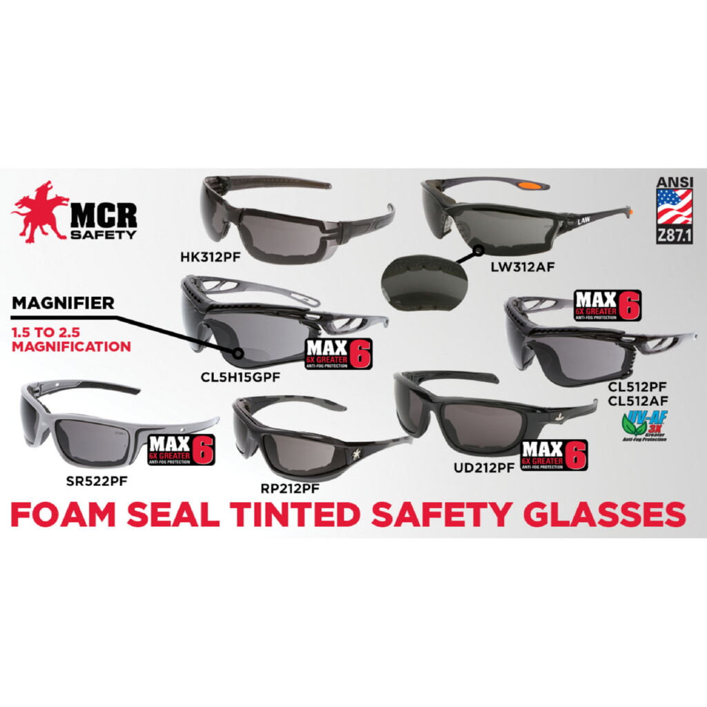MCR Safety Glasses Checklite CL5 Foam Gray MAX6 1.5 Reader (CL5H15GPF)