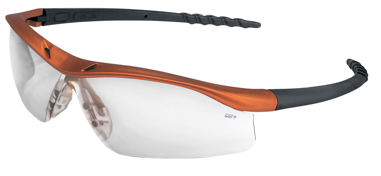 MCR Safety Glasses DL1 Orange Frame, Clear UV-AF Lens (DL210AF)