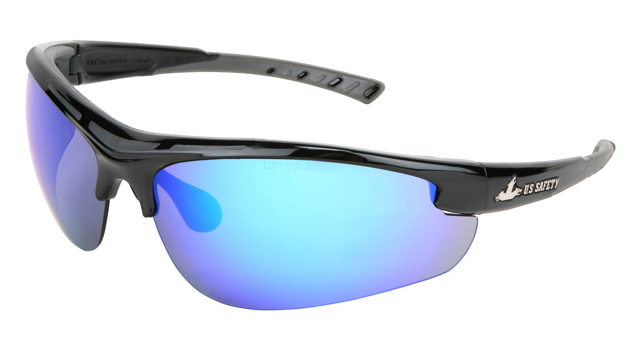 MCR Safety Glasses Dominator 2 Gray TPR, Blue Dmd Mir (DM1218B)