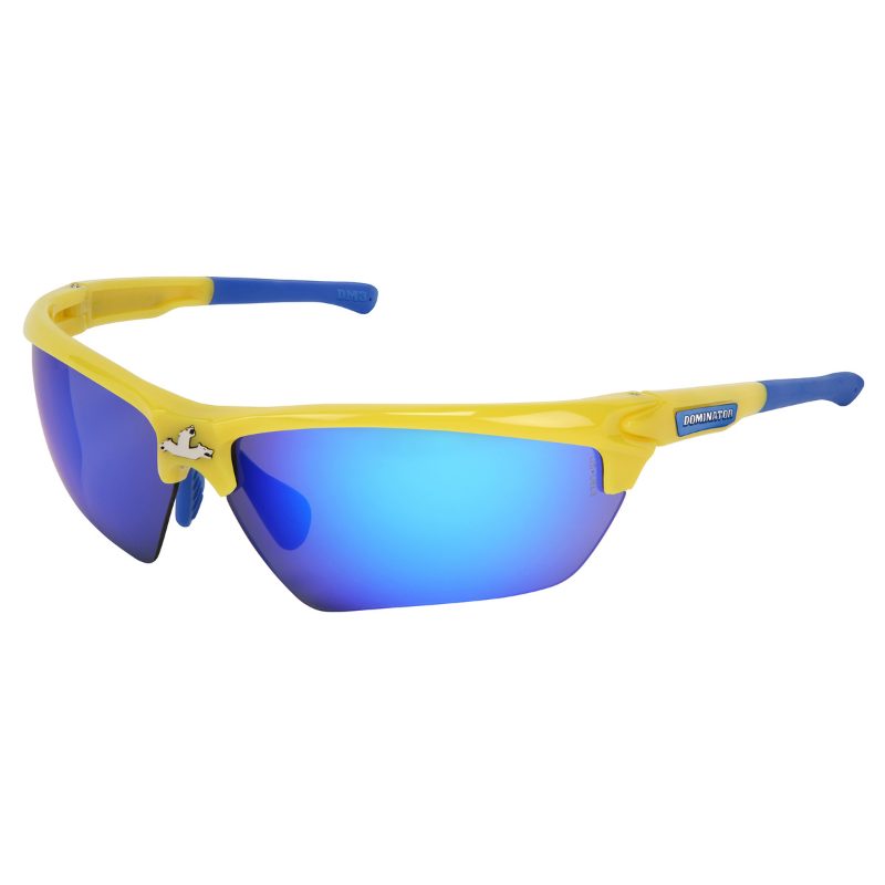 MCR Safety Glasses Dominator DM3 Yellow Frame, Blue Dmd Mir (DM1348B)