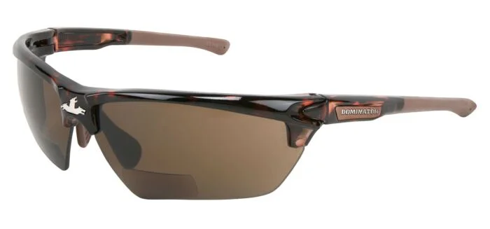 MCR Safety Glasses Dominator DM3 Magnifier 1.0 Brown MAX6 (DM13H10BPF)