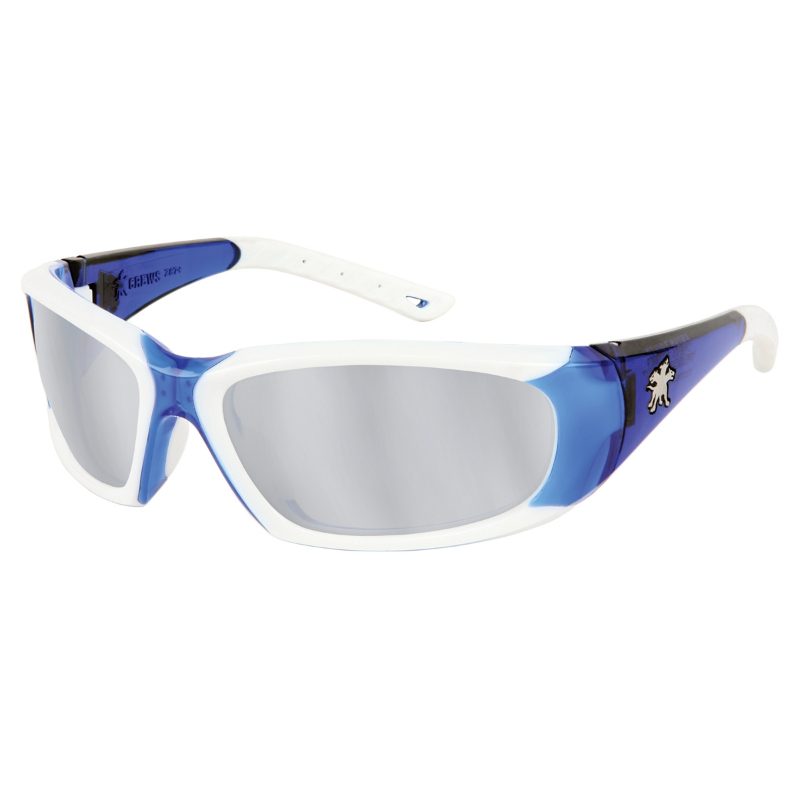 MCR Safety Glasses ForceFlex FF3 Blue/White Frm, Silver Mir (FF327)