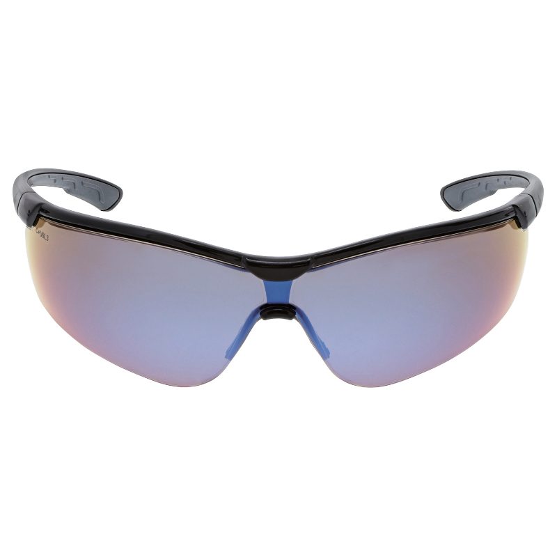 MCR Safety Glasses Klondike KD7 Black/Gray, Blue Dmd Mirror (KD718B)
