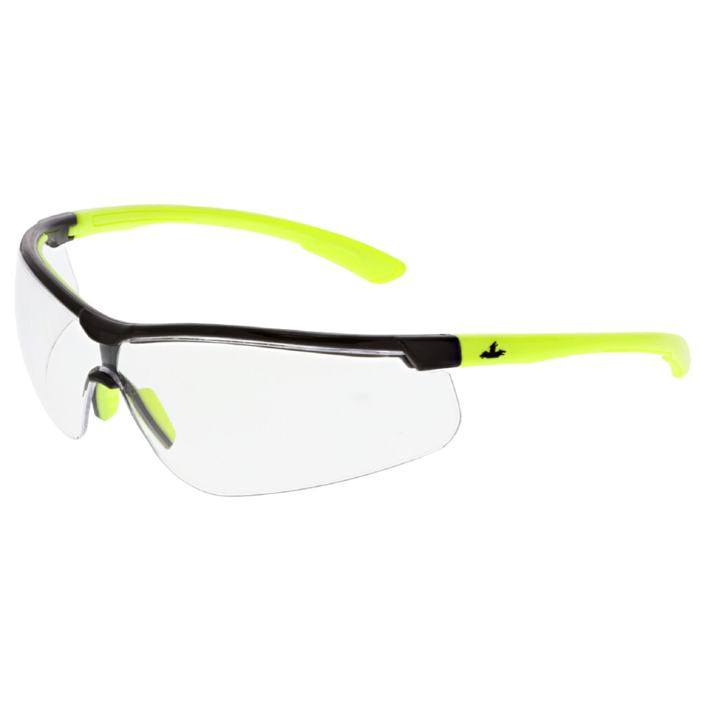 MCR Safety Glasses Klondike KD7 Hivis Lime, Clear Lens (KD720)
