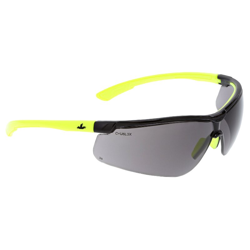 MCR Safety Glasses Klondike KD7 Hivis Lime, Gray MAX36 (KD722DC)