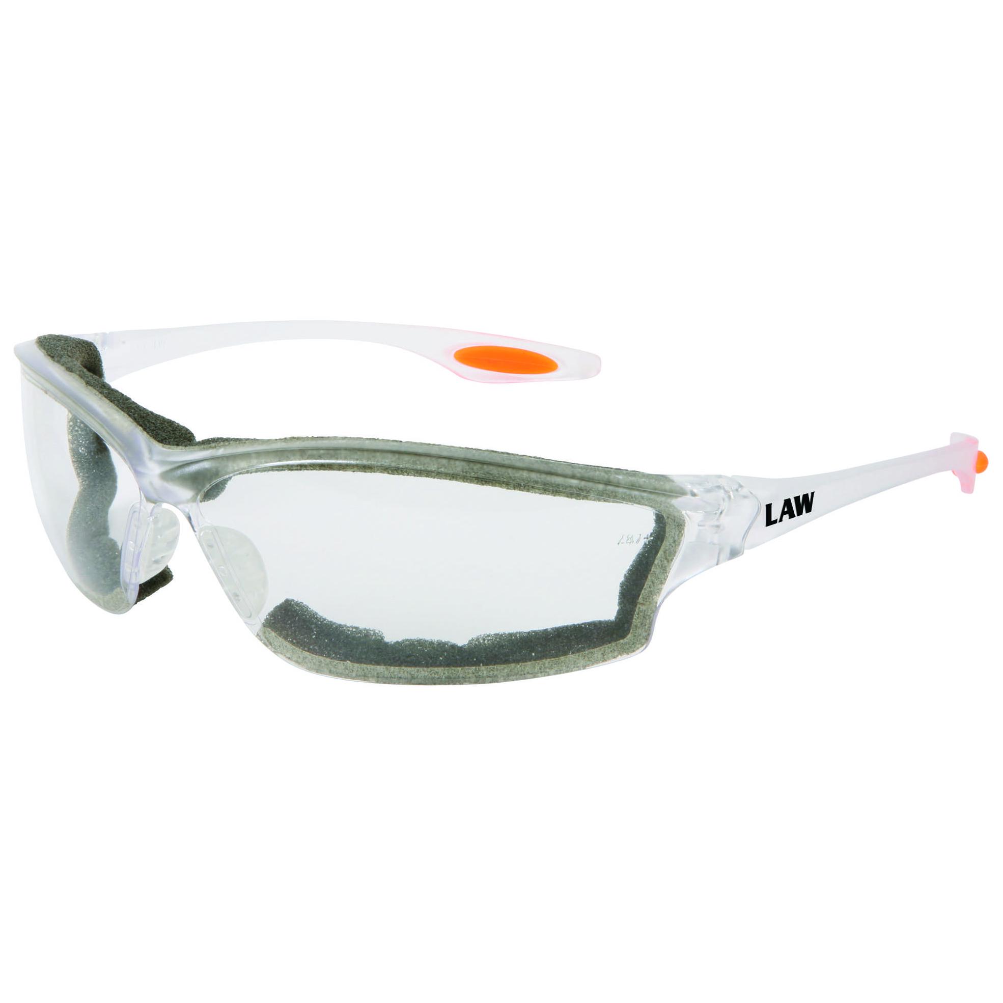 MCR Safety Glasses Law LW3 Foam Lined, Clear AF Lens (LW310AF)