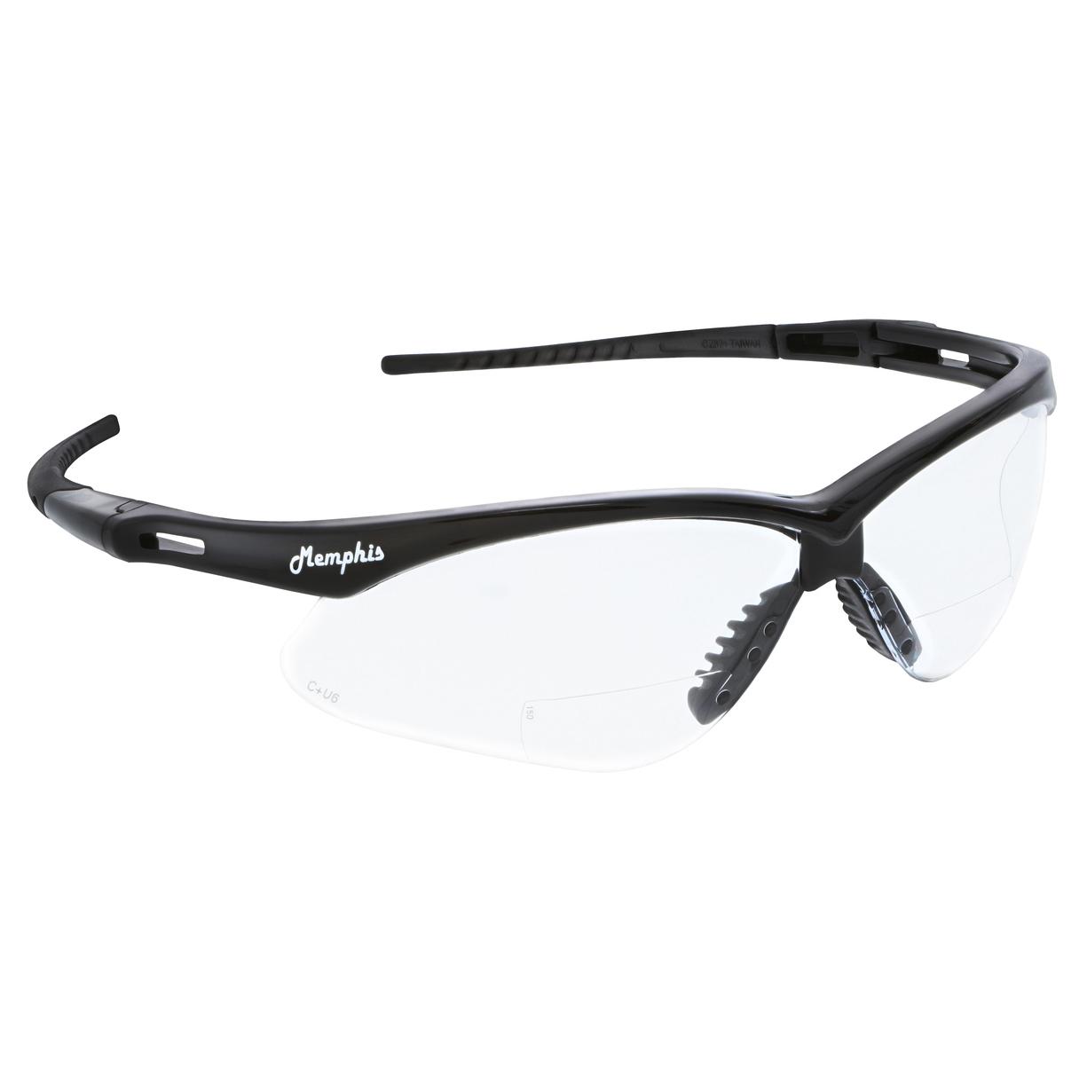 MCR Safety Glasses Memphis MP1 Black Frame, Clear 1.0 Mag. (MPH10)