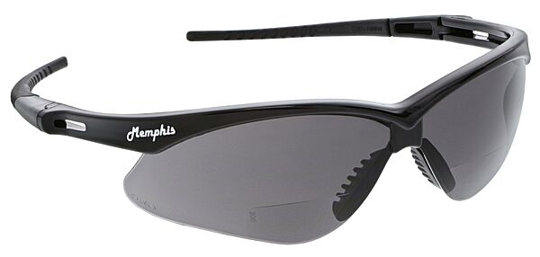 MCR Safety Glasses Memphis MP1 Black Frame, Gray 1.5 Mag. (MPH15G)