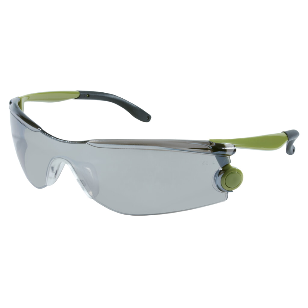 MCR Safety Glasses Mantis Green Temples Silver Mirror Lens (MT127)