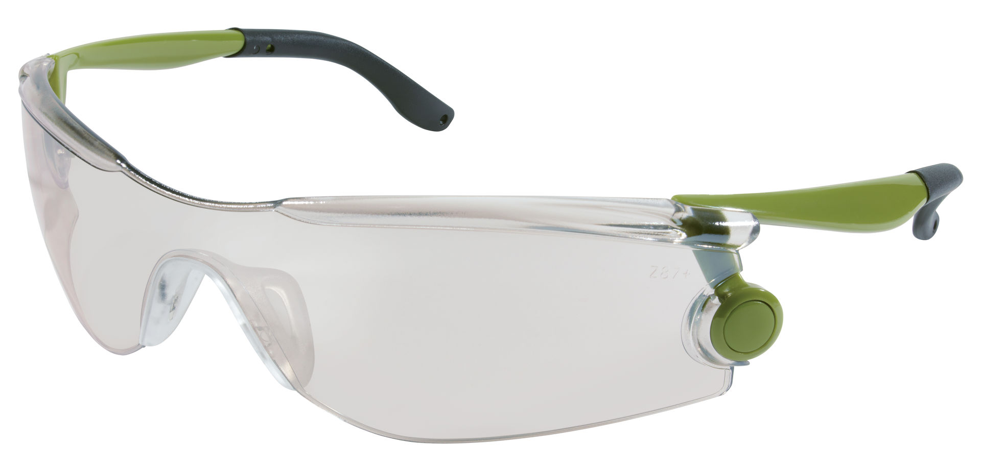 MCR Safety Glasses Mantis Green Temples I/O Clear Mirr Lens (MT129)