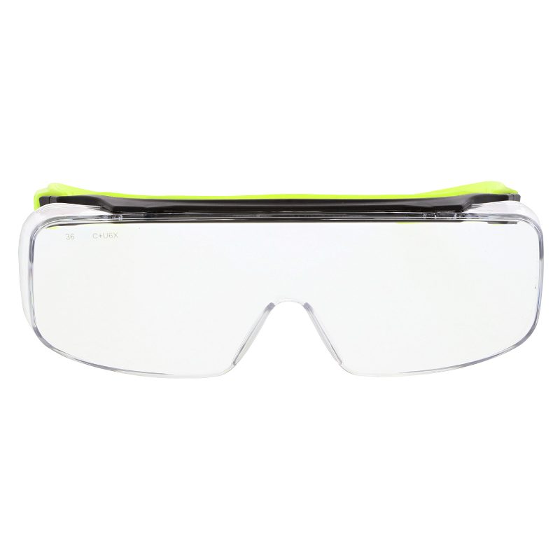 MCR Safety Glasses Klondike OTG Hivis Lime, Clear MAX36 (OG220DC)