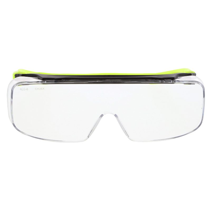 MCR Safety Glasses Klondike OTG Hivis Lime, CL MAX6 UV420 (OG220PF420)