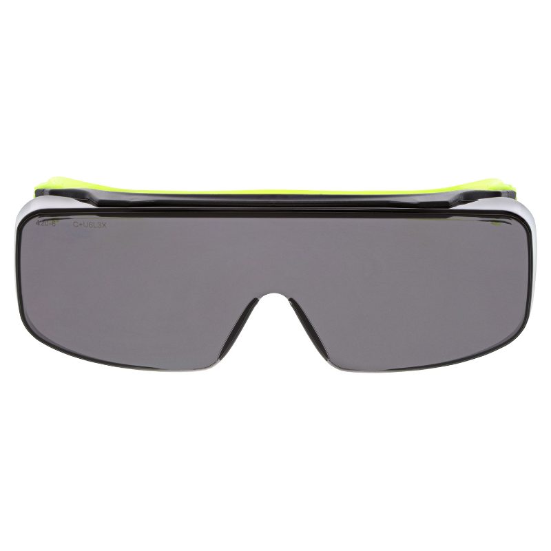 MCR Safety Glasses Klondike OTG Hivis Lime, Gray MAX6 UV420 (OG222PF420)
