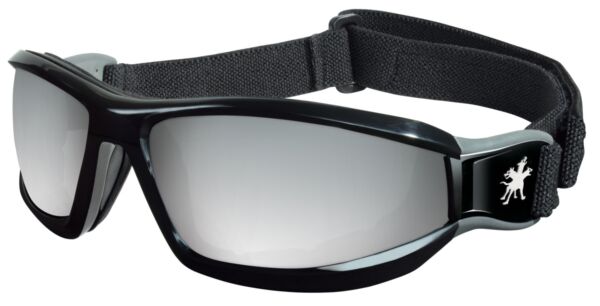 MCR Safety Glasses Reaper 1 Black Frame w/ Strap Silver Mir (RP117)