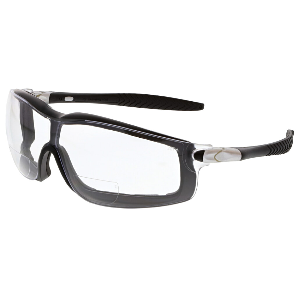 MCR Safety Glasses RT1 Black Frame, Magnifier 1.5 CL UV-AF (RTH15AF)