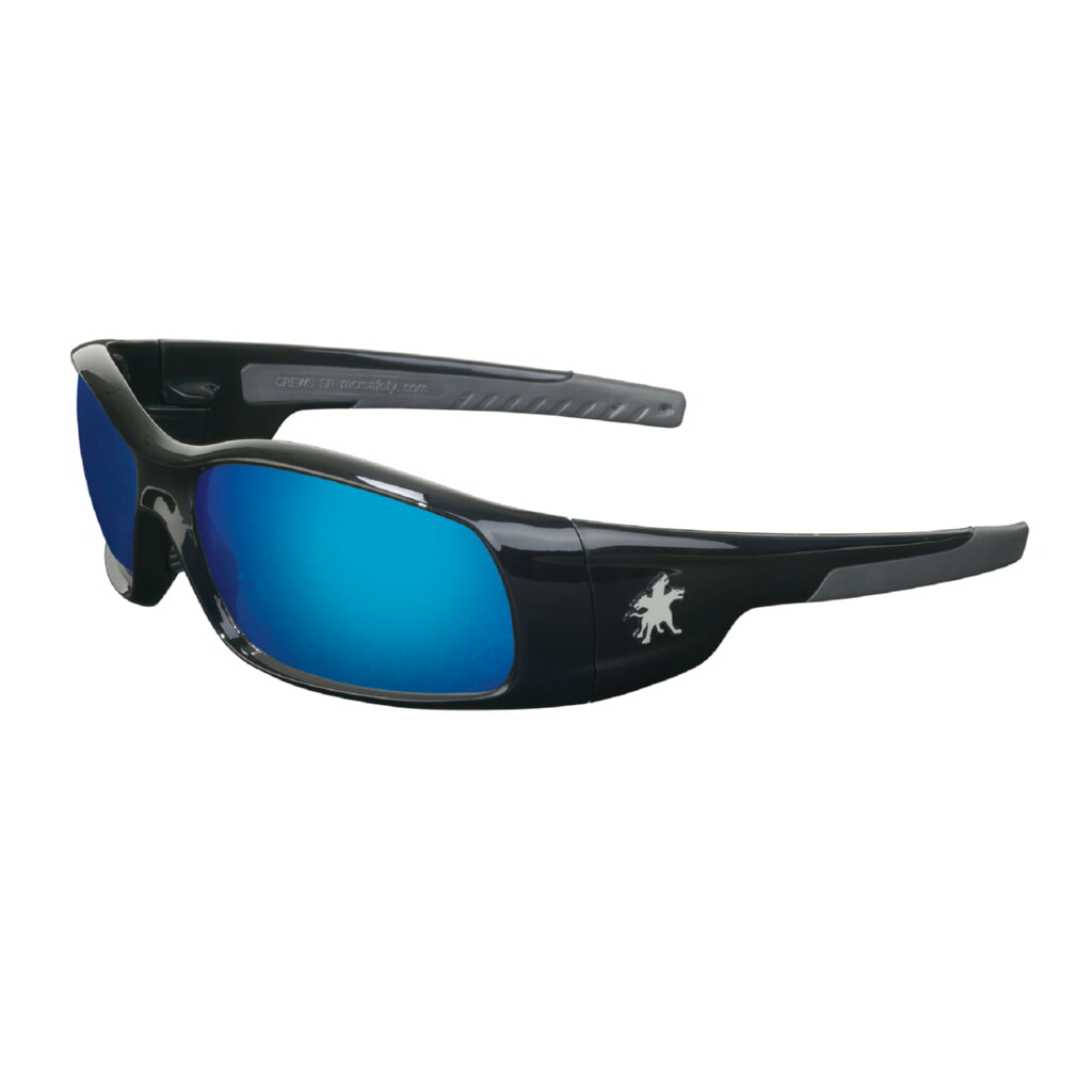 MCR Safety Glasses Swagger SR1 Black Frame, Blue Dmd Mirror (SR118B)