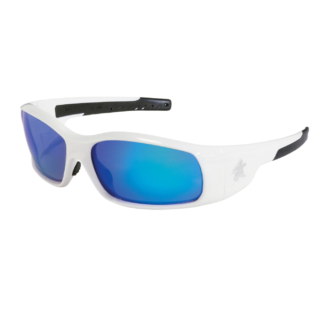 MCR Safety Glasses Swagger SR1 White Frame, Blue Dmd Mirror (SR128B)