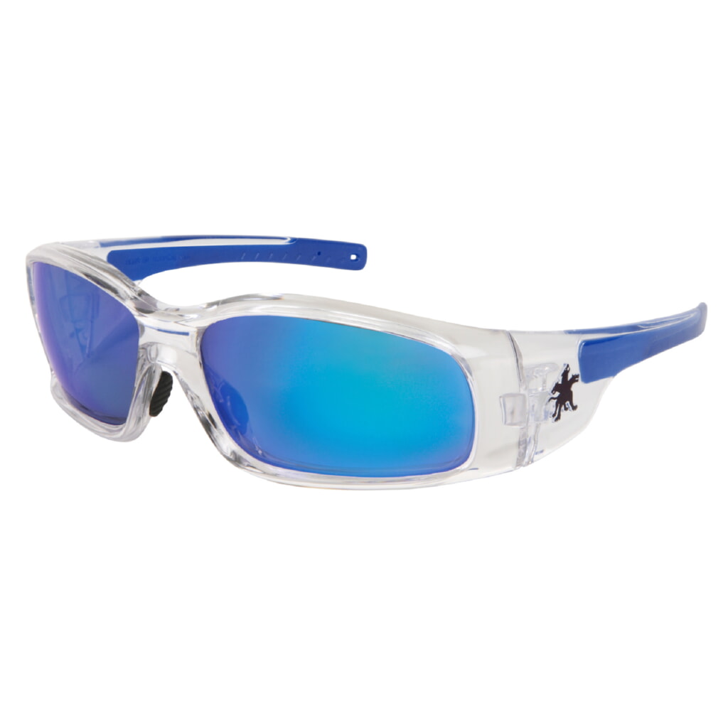 MCR Safety Glasses Swagger SR1 Clear Frame, Blue Dmd Mirror (SR148B)