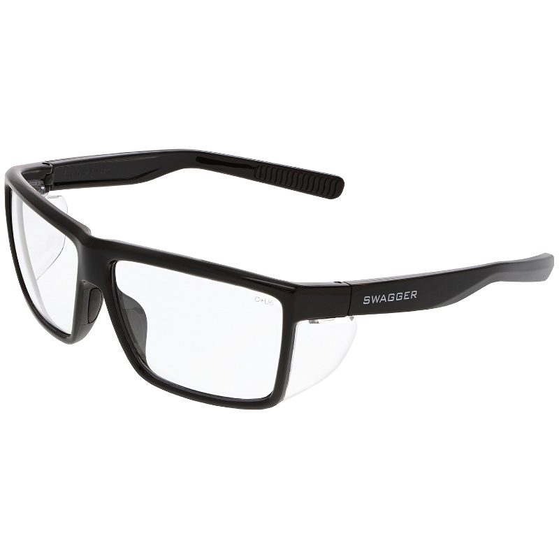 MCR Safety Glasses Swagger SR2 Black, Clear UV-AF Lenses (SR210AF)