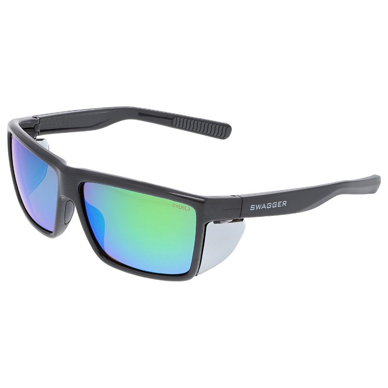 MCR Safety Glasses Swagger SR2 Charcoal Frame, Green Mirror (SR22BG)