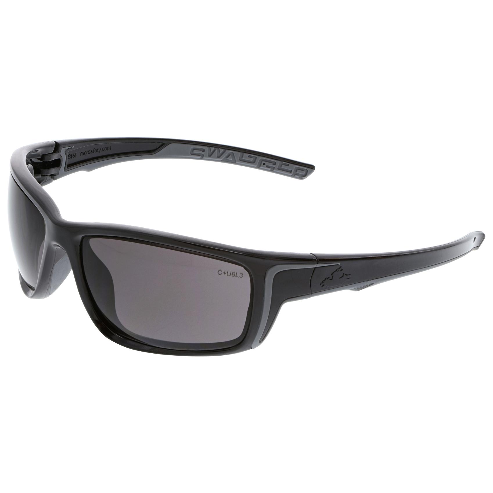 MCR Safety Glasses Swagger SR4 Black Frame, Gray MAX6 (SR422PF)
