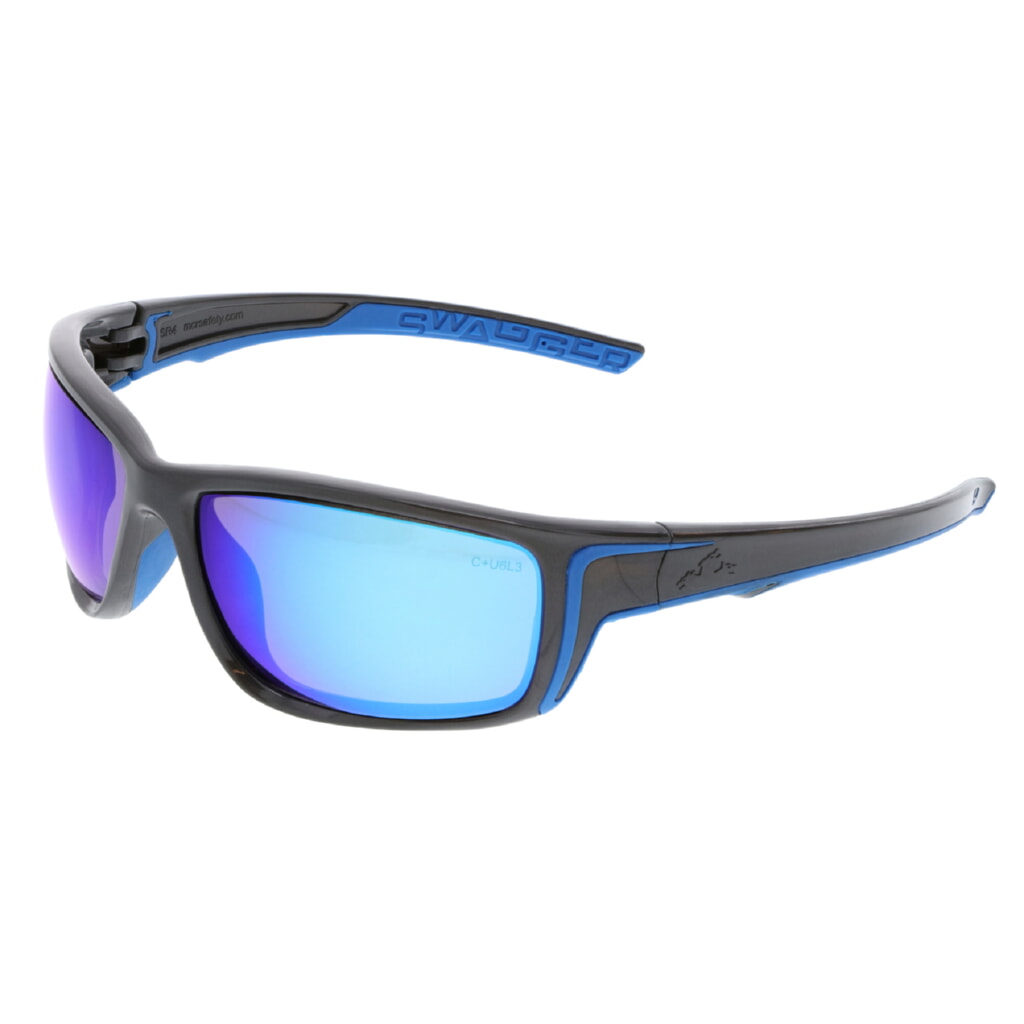 MCR Safety Glasses Swagger SR4 Gun Metal, Blue Diamond Mirr (SR438B)