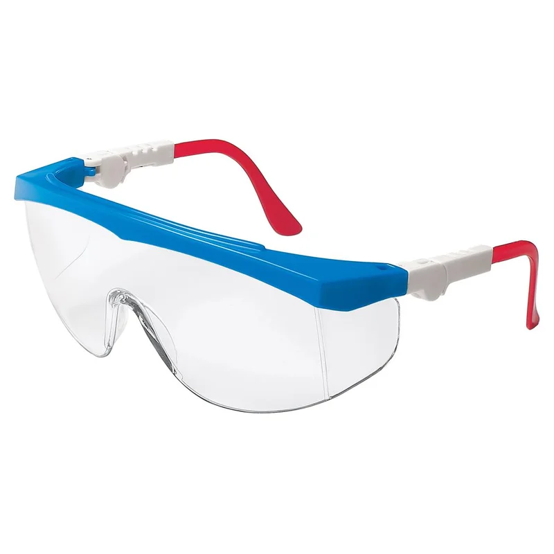 MCR Safety Glasses TK1 Blue/White/Red Frame, Clear Lens (TK130)
