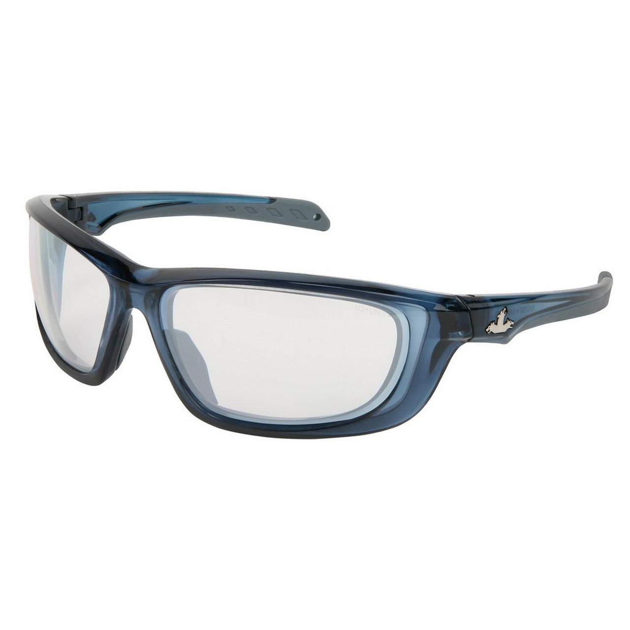 MCR Safety Glasses UD1 Dark Blue Frame, I/O Clear Mirror (UD129)