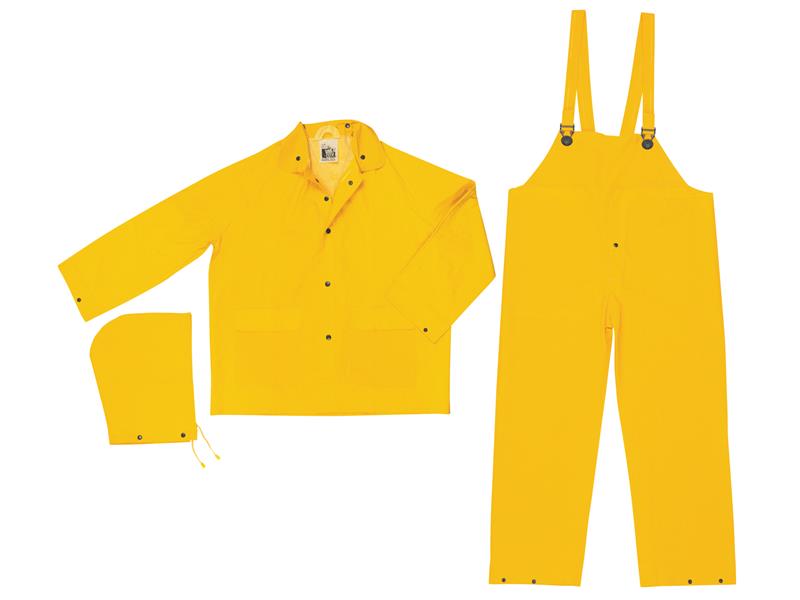 MCR Safety Garments Industry Grade, PVC/Poly, Suit, 3 PC, YE (2303M)