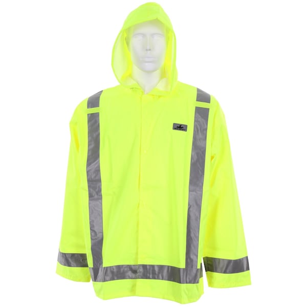 MCR Safety Garments Poly/PU,Class 3,Jacket,Lime X4 (500RJHX4)