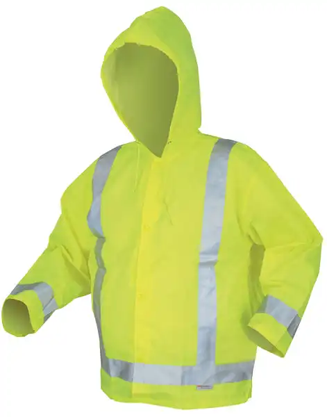 MCR Safety Garments Poly/PU,Class 3,Jacket,Lime XL (500RJHXL)