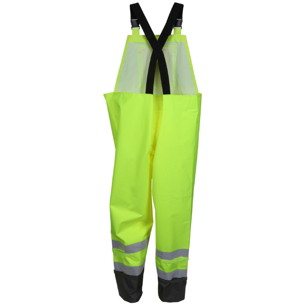 MCR Safety Garments PU/Poly,Bib Ovrll, Clss 3, Lime, Shaded (508SBPL)