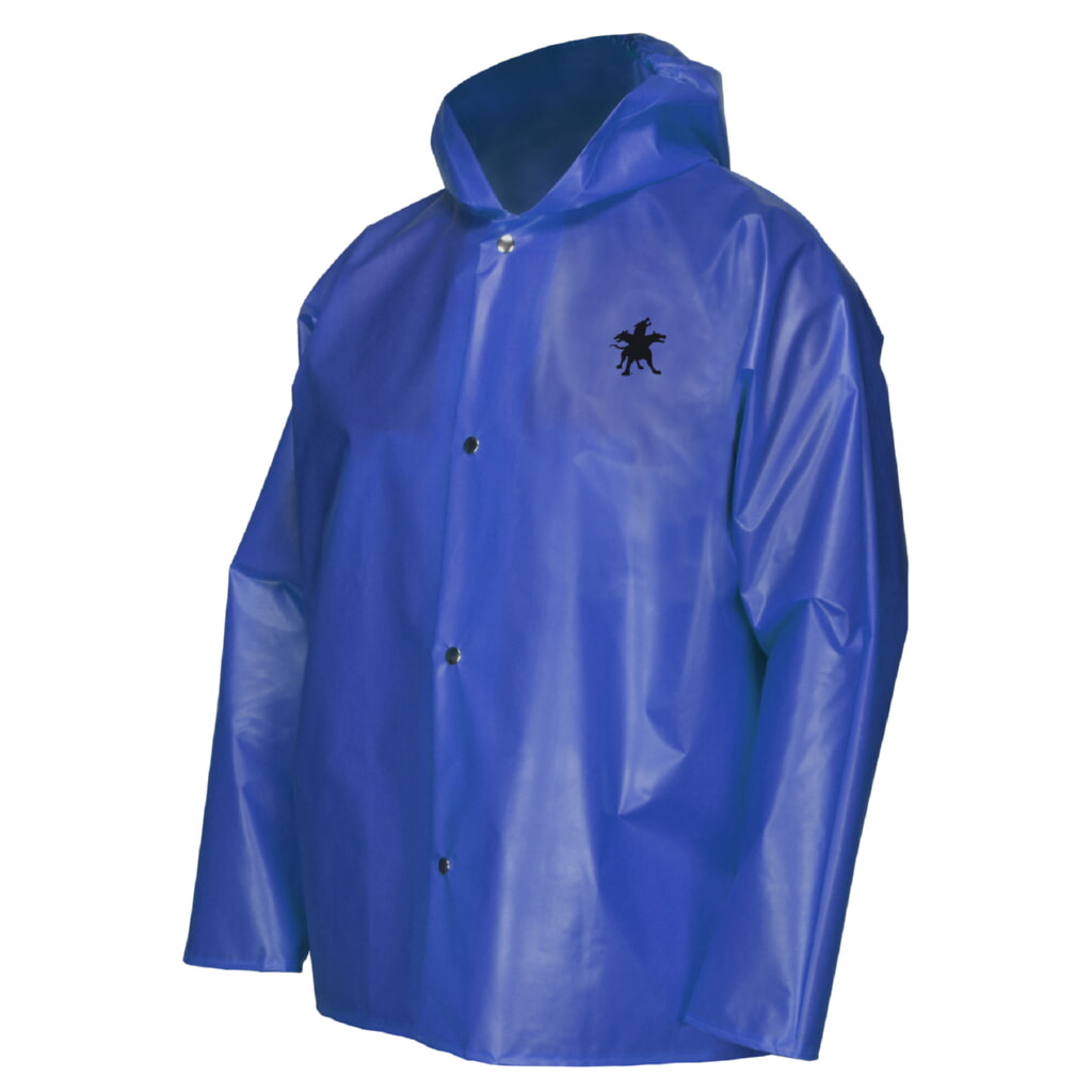 MCR Safety Garments .25mm,TPU/Nylon, Jckt w/Att Hood, Blue L (563JHL)