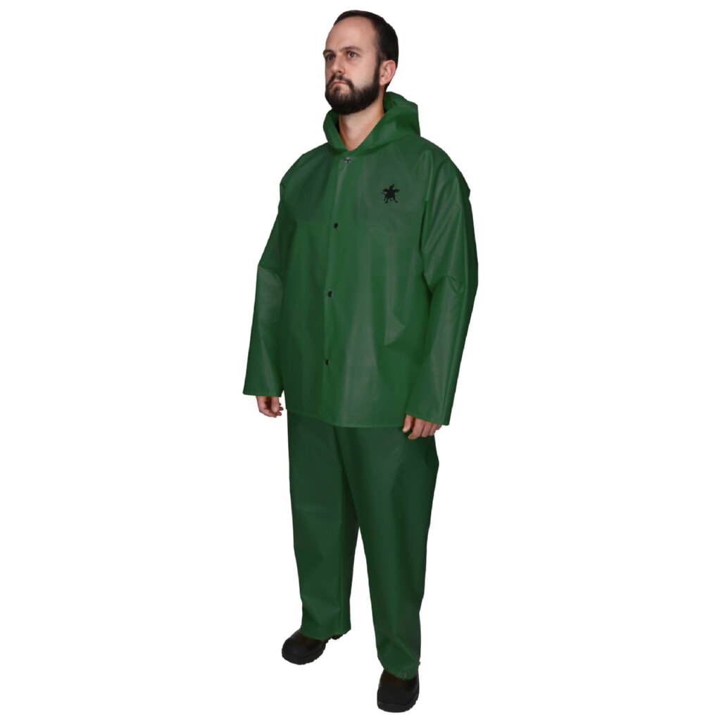 MCR Safety Garments .25mm,TPU/Nylon, Jckt w/Att Hood, Green (568JHX2)