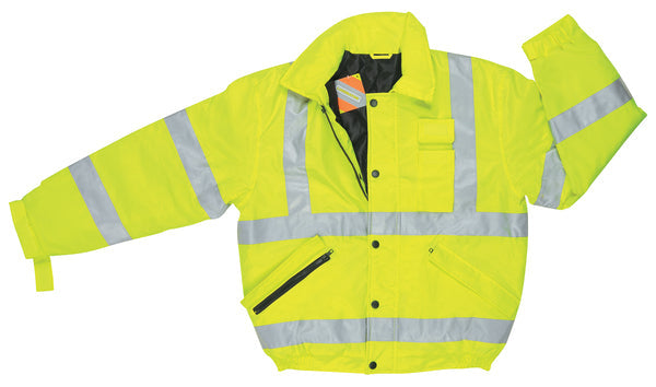 MCR Safety Garments Bomber Jacket W/ Lime Silver Stripes (BMRCL3LL)