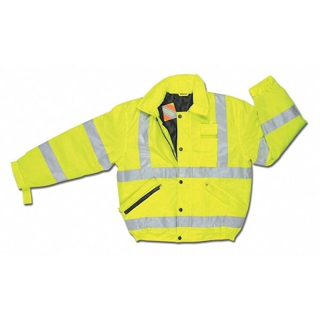 MCR Safety Garments Bomber Jacket W/ Lime Silver Stripes (BMRCL3LXL)