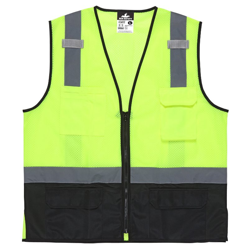 MCR Safety Garments Class 2, Mesh Back/Sld Frt, Zipper Frt (CL2LCX3)