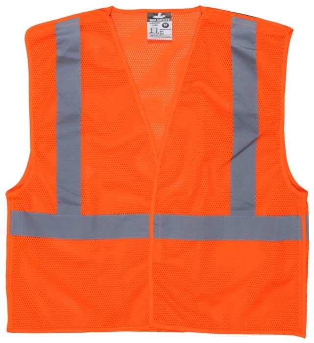 MCR Safety Garments Class 2, FL Orange, Poly Vest, LF (CL2MOPFRM)