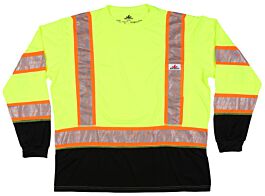 MCR Safety Garments LS Tshirt,CL3,Birdseye,Lime Shaded XL (FFLTC3SLXL)