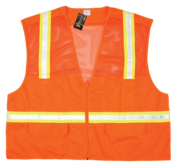MCR Safety Garments Econ Surveyor,Hybrid Mesh/Solid,Org,Wht (HS201VM)