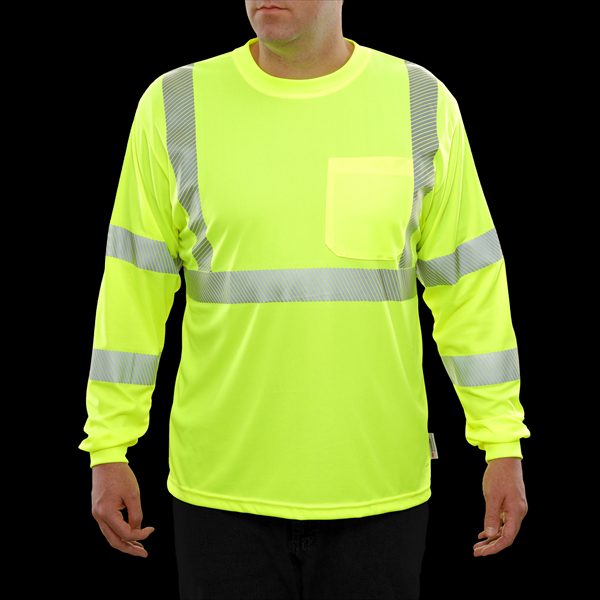 MCR Safety Garments LS Tshirt,CL3,Birdseye,Lime X5 (LSTSCL3MLX5)