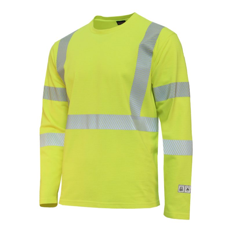 MCR Safety Garments LS Tshirt,CL3,Birdseye,Oran L X2 (LSTSCL3MOX2)