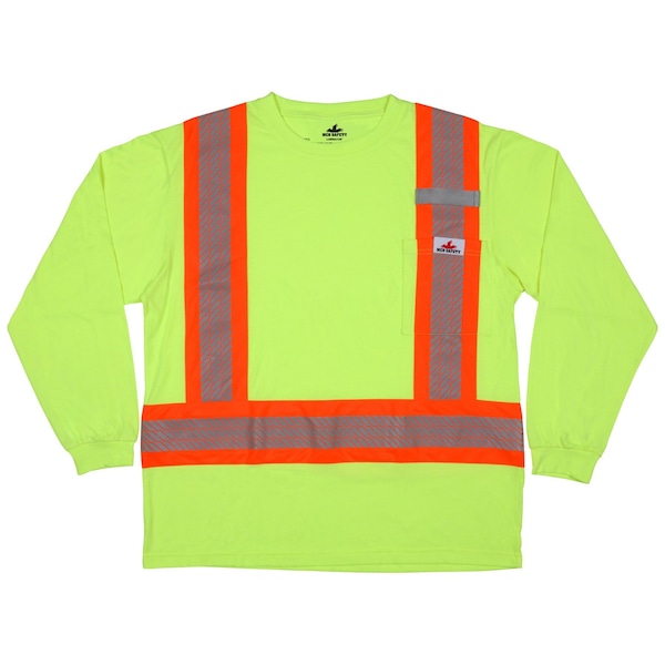 MCR Safety Garments LS Tshirt,CL1,Polycotton,Lime XL (LTS1LXL)