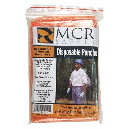 MCR Safety Garments Schooner Jr. .02mm PE Dispos Clear (O22)