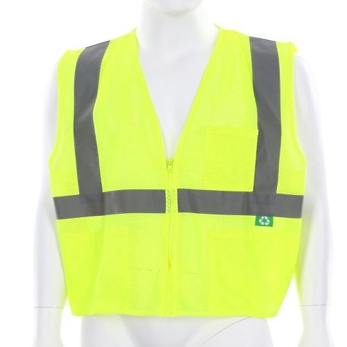 MCR Safety Garments Recycled Mesh Vest,Lime,Class 2,Zip XL (RVCL2MLZXL)