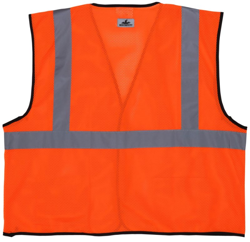 MCR Safety Garments Recycled Mesh Vest,Orange,Class 2,Zip X5 (RVCL2MOZX5)