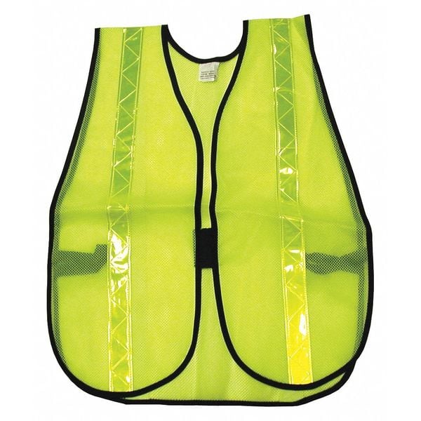 MCR Safety Garments Poly, Mesh Safety Vest, 1 3/8 Lime Strip (S220R)
