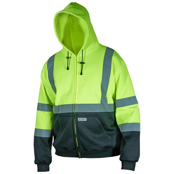 MCR Safety Garments Sweatshirt,Shaded,Class3,Lime,Zipper S (SSCL3LZS)